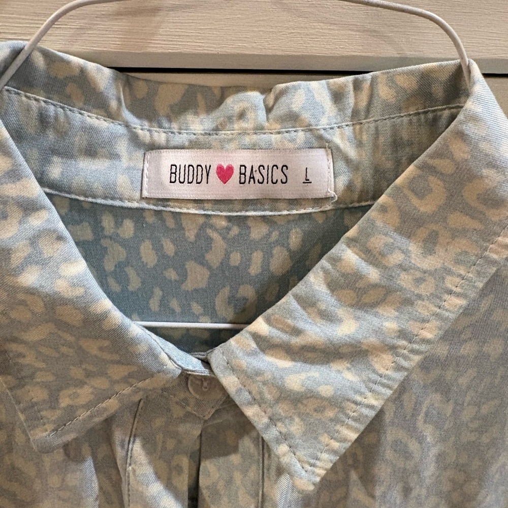 Buddy Basics Light Blue Patterned Button Up Dress - image 2